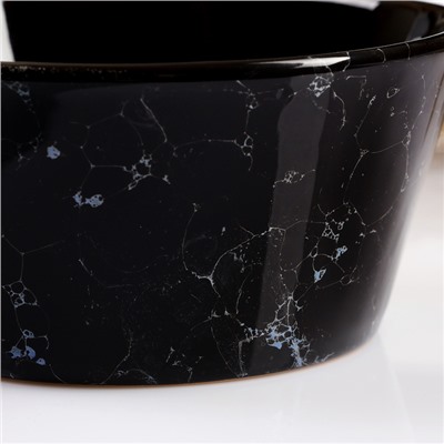 Салатник Борисовская керамика «Вуаль», 500 мл, 7×14.5 см, чёрный