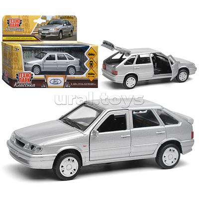 Машина металл LADA-2114 "SAMARA" 12 см, двери, багаж, инерц, серебристая