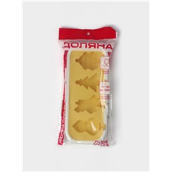 Форма для мороженого с крышкой Доляна «Новый год», силикон, 24×10×3 см, 4 ячейки, с палочками, жёлтая
