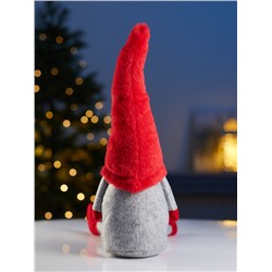 Фигура текстиль «Гномик в красной шапке» 60 см, 1 LED, от батареек LR1130×3, свечение тёплое белое