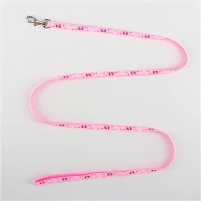 Шлейка с поводком «Цветные следы», ОГ 23-35, ширина 1 см, поводок 120 см, розовая