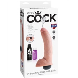 Телесный фаллоимитатор с эффектом семяизвержения Squirting Cock with Balls - 22,9 см.
