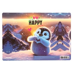 Покрытие настольное для лепки "Happy Pinguin" 33x23 см, пластиковое 600 мкм, с цветным рисунком