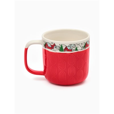 Кружка новогодняя керамическая «Новогодняя деревушка», 350 мл, ручная работа