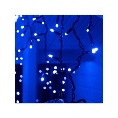 Гирлянда «Бахрома» 3×0.6 м, IP65, УМС, тёмная нить каучук, 108 LED, свечение синее, 220 В