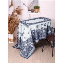 Скатерть Премиум "Новогодние игрушки"-синий 150*220 см. п/лен