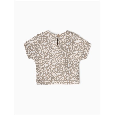 Футболка для девочки из муслина KAFTAN, бежевая, рост 128 см