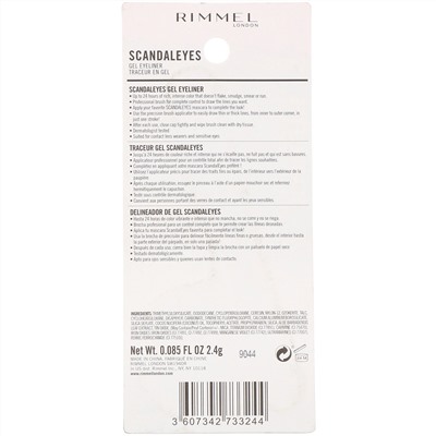 Rimmel London, Scandaleyes Gel Eyeliner, 001 Black, 0.085 fl oz (2.4 g)