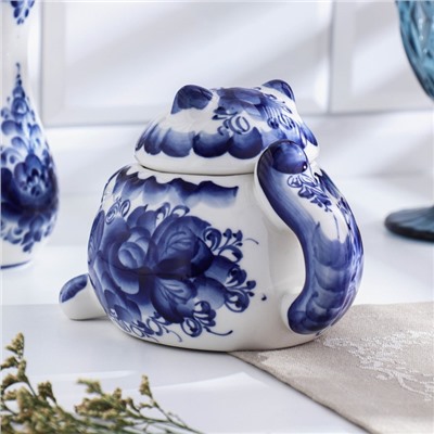 Сахарница фарфор «Кот», гжель