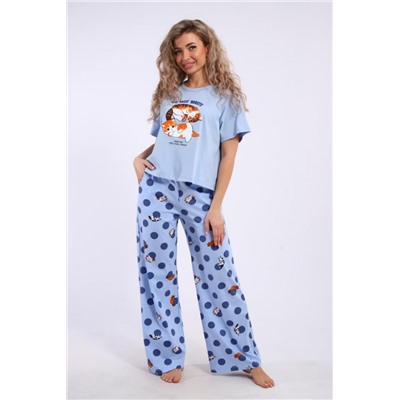 Костюм домашний арт. КД-00-007 (Голубой/котята-горошки)