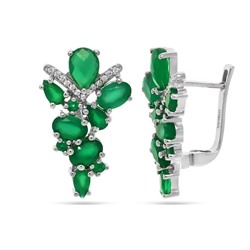 Серьги из серебра зеленый агат, Лоза