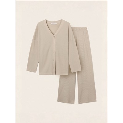 Пижама женская (рубашка, брюки) SL HOME Soft Home, размер 40-42, бежевая