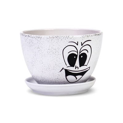 Горшок для цветов «Настроение», 1.65 л, d=17 см, h=13 см, керамический, с поддоном