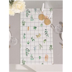 Дорожка на стол Этель Flora, 40×149 см, 100% хлопок, саржа 190 г/м², белая