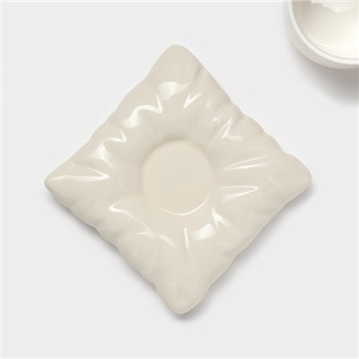 Чайная пара «Зефирка», 3 предмета: чашка 250 мл, блюдце d=13.7 см, ложка, керамика, бежевая