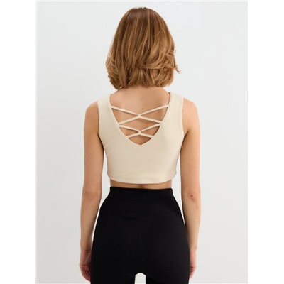 Топ с сеткой женский MINAKU: Casual Collection, ваниль, размер 40