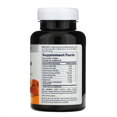 American Health, Super Papaya Enzyme Plus, 180 жевательных таблеток