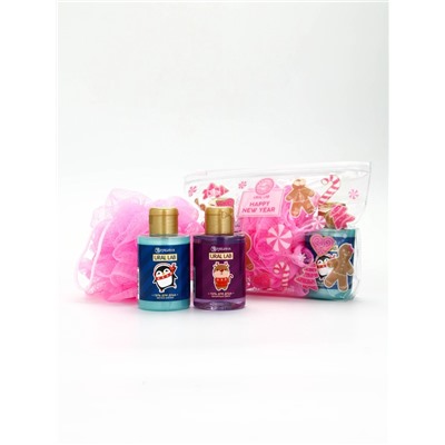 Подарочный набор новогодний, косметичка, гель для душа 2 шт х 100 мл и мочалка для тела, URAL LAB