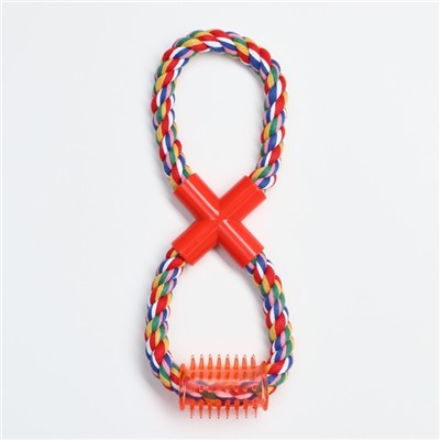Игрушка тренировочная канатная «Восьмерка с зубочисткой», до 27 см, до 140 г, микс цветов