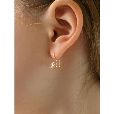 Серьги детские из золочёного серебра с фианитами 925 пробы 166з розовый