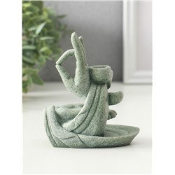 Подставка для благовоний «Мудра Витарка - Колесо учения», песчаник, стелющийся дым, 5.5×10.3×11.5 см