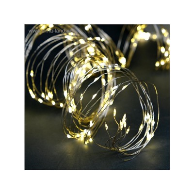 Гирлянда «Занавес» 2.8×3 м роса на крючках, с пультом, IP20, серебристая нить, 300 LED, свечение тёплое белое, 8 режимов, USB