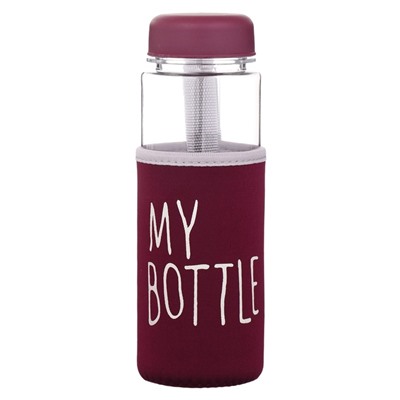 Бутылка для воды My bottle, 500 мл, 19.5×6 см, чехол в комплекте, бордовая