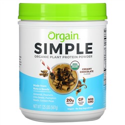 Orgain, Simple, Organic Plant Protein Powder, Creamy Chocolate, 1.25 lb (567 g)