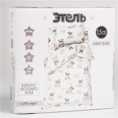 Постельное бельё 1.5-спальное «Этель. Мопсы», бязь