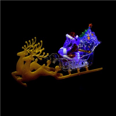 Елочка светящаяся в санях у Санты, в коробке