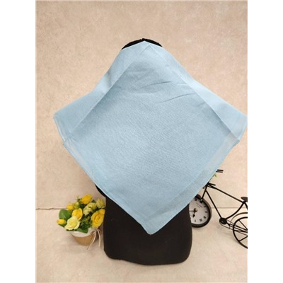 Платок косынка на голову и шею, хлопок, цвет светло голубой