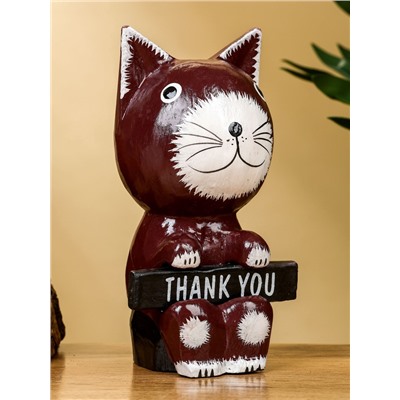Сувенир «Кот с табличкой WELCOME», 10×7×16 см, дерево, бело-коричневый