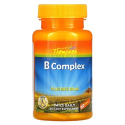 Thompson, Комплекс витаминов группы B с рисовыми отрубями, 60 таблеток