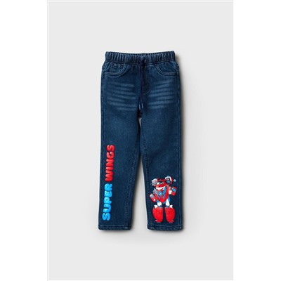 Брюки текстильные джинсовые утепленные флисом для мальчиков PLAYTODAY, 1226895