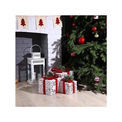 Светодиодная фигура «Цветные подарки» 15, 20, 25 см, текстиль, металл, 220 В, свечение мульти