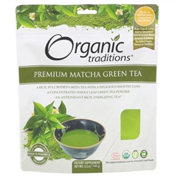 Organic Traditions, Зеленый чай матча, премиум, 3,5 унции (100 г)