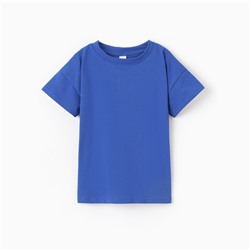 Футболка детская со спущенным плечом, синяя, рост 110 см