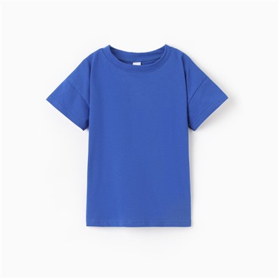 Футболка детская со спущенным плечом, синяя, рост 110 см
