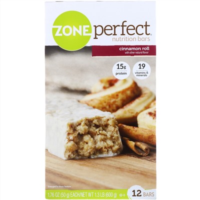 ZonePerfect, Питательный батончик, корица, 12 шт., 50 г (1,76 унции) каждый