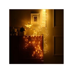 Гирлянда «Конский хвост» 20 нитей по 2 м, IP20, медная нить, 400 LED, свечение тёплое белое, 12 В