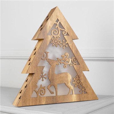 Светодиодная фигура «Ёлка» 30×33×6.5 см, дерево, батарейки АААх2 (не в комплекте), свечение тёплое белое