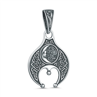 Серьги двусторонние из чернёного серебра - Лунница (2в1) 2100063