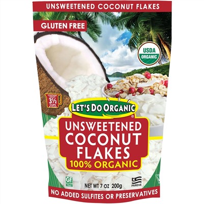 Edward & Sons, Edward & Sons, Let's Do Organic, 100% Organic Unsweetened Coconut Flakes, 7 oz (200 g)