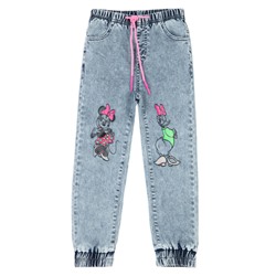 Брюки текстильные джинсовые для девочек