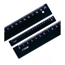 Линейка пластиковая 20 см непрозрачная, черная ЛН15 Стамм