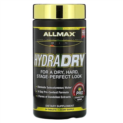 ALLMAX Nutrition, HydraDry, ультрамощное мочегонное + стабилизатор электролитов, 84 таблетки