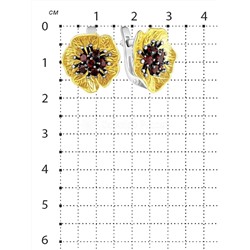 Кольцо из серебра с нат.гранатом и позолотой родированное 925 пробы к-3598рз404