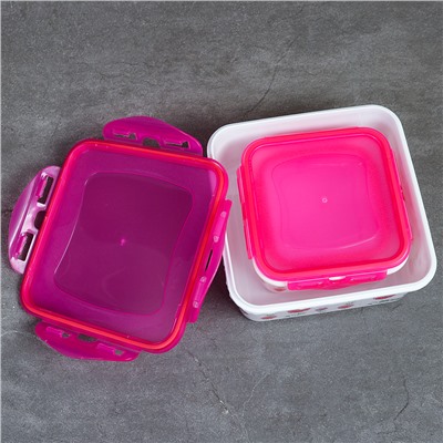 Салатник квадратный 3 штуки с крышками / 131 /уп 96/ 350, 800, 1300 мл