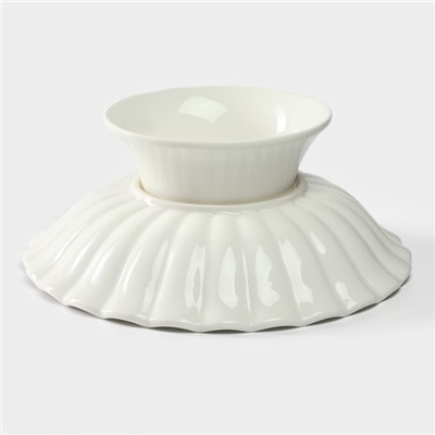 Блюдо для фруктов и десертов Magistro «Цветок», d=27 см, фарфор, белое