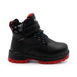 Ботинки на меху 1831-1-2 черно красные